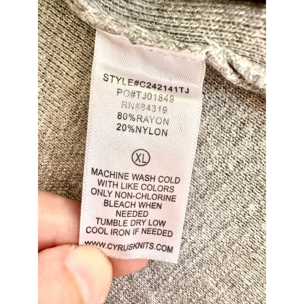Cyrus Women XL Colorblock Open Front Longline Cardigan Sweater Neutral Boho Grey - Picture 3 of 10